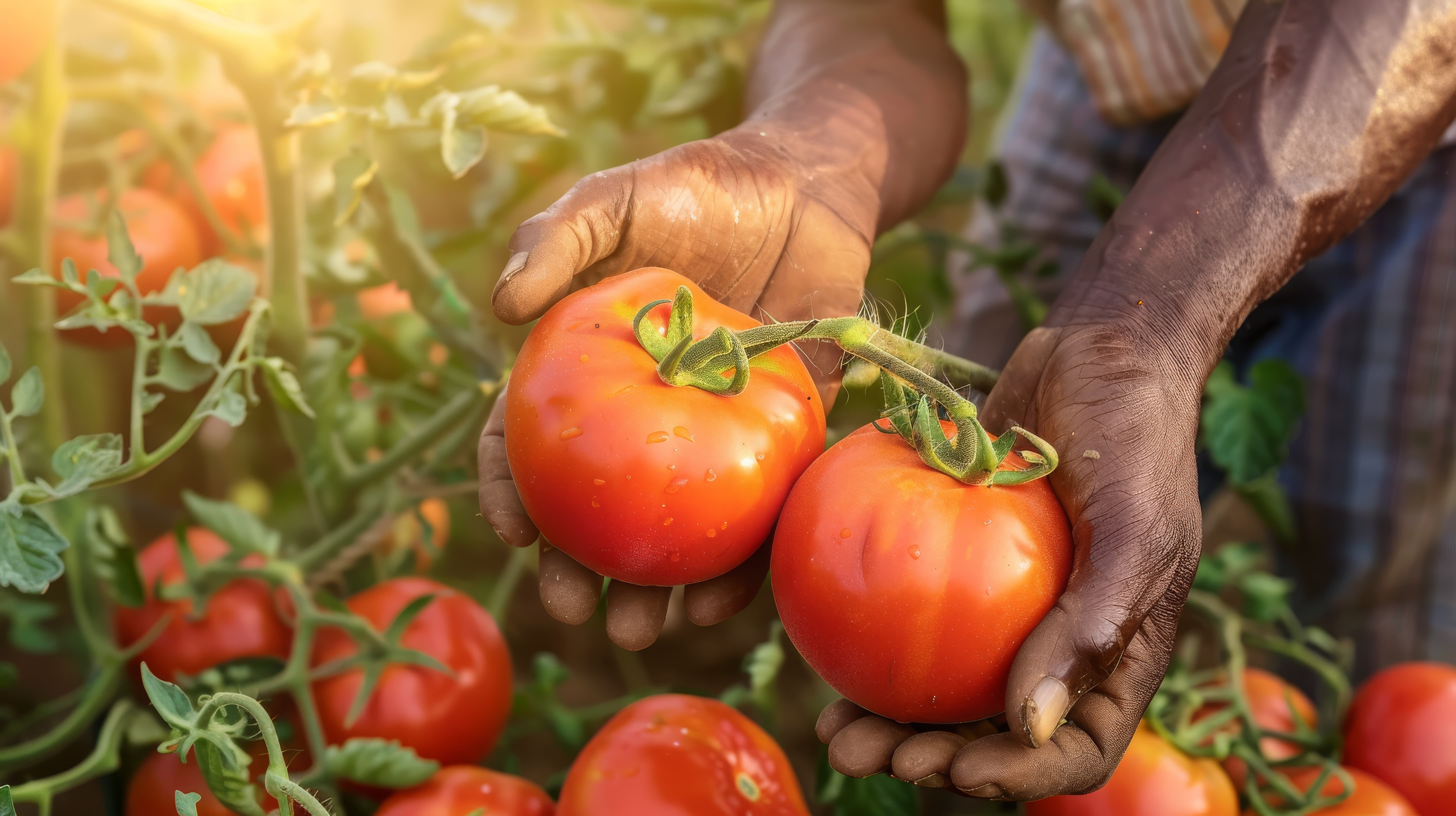 Tomates vermelhos frescos colhidos hoje